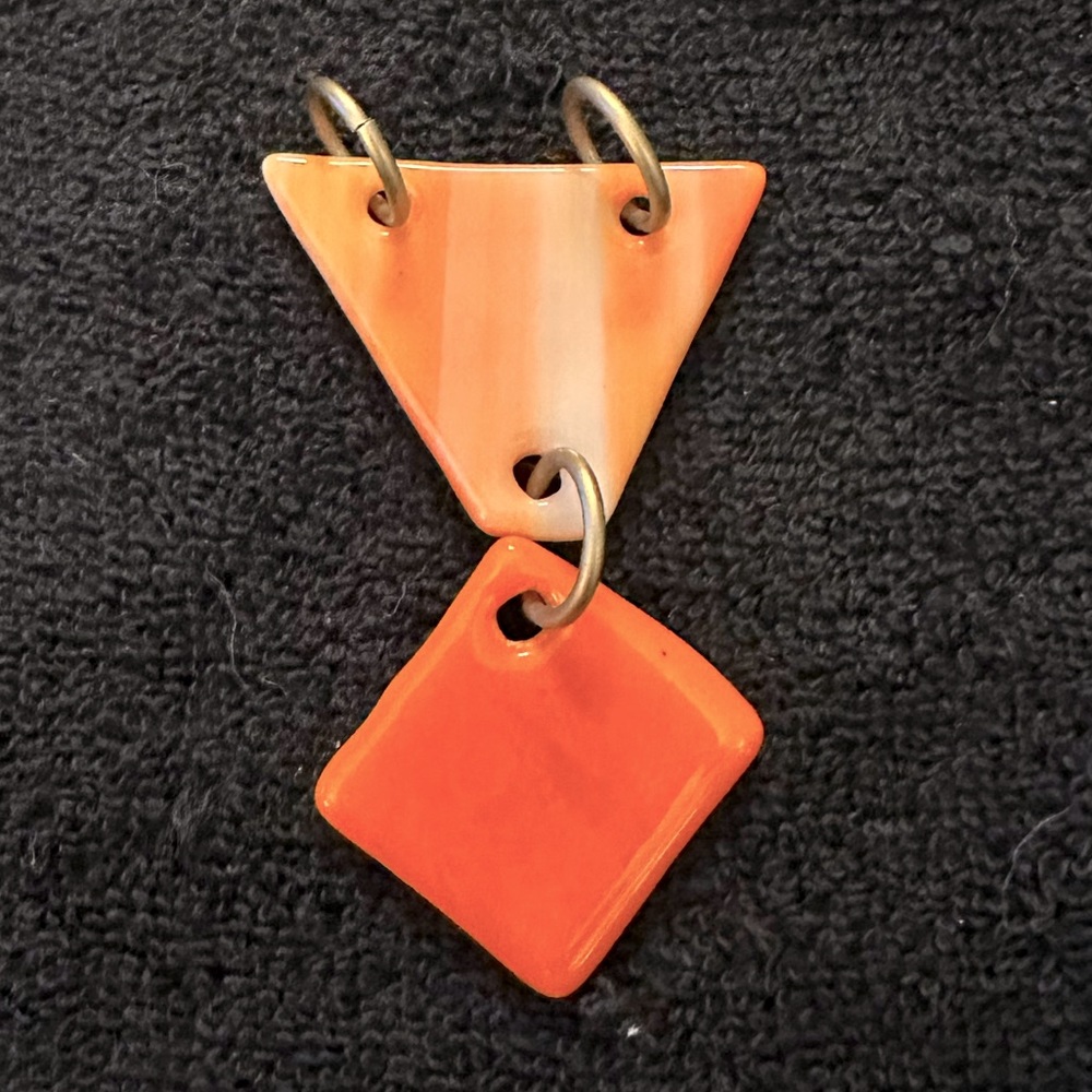MELA Fused Glass Orange Two Piece Pendant